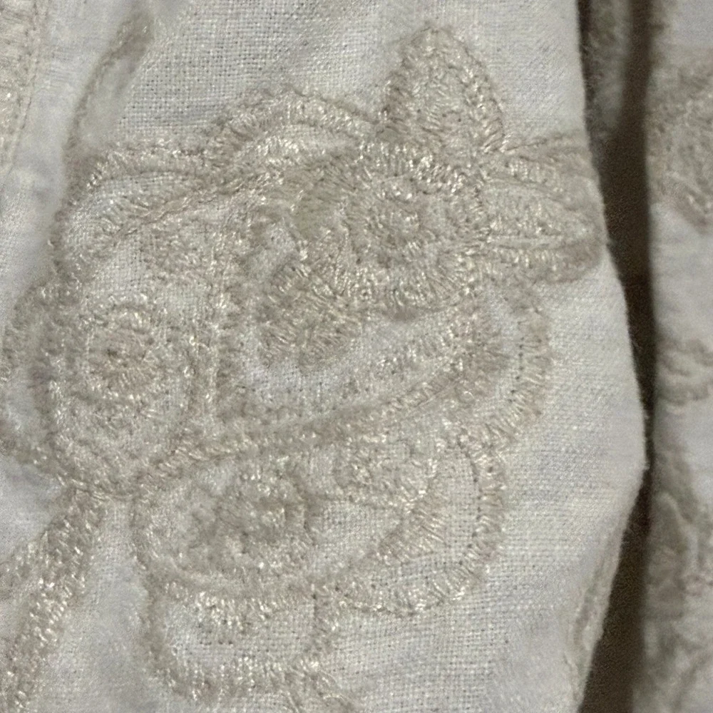 Saint Tropez West Linen Blend Embroidered Jacket Women's 2X‎ Beige Paisley